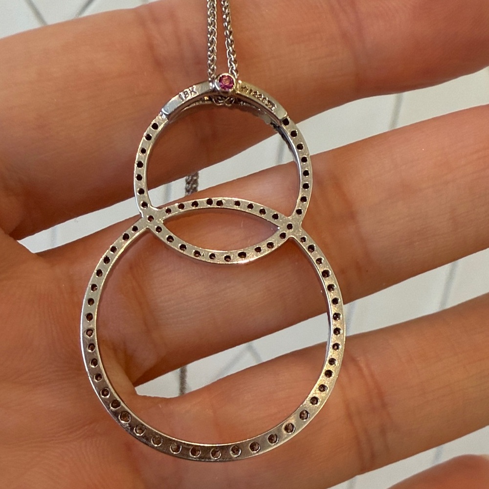 Roberto Coin 18k gold and diamond Double Circle Pendant - Picture 9 of 16